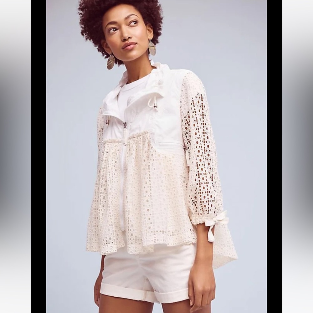 Hei Hei Anthropologie‎ Eyelet Peplum Windbreaker